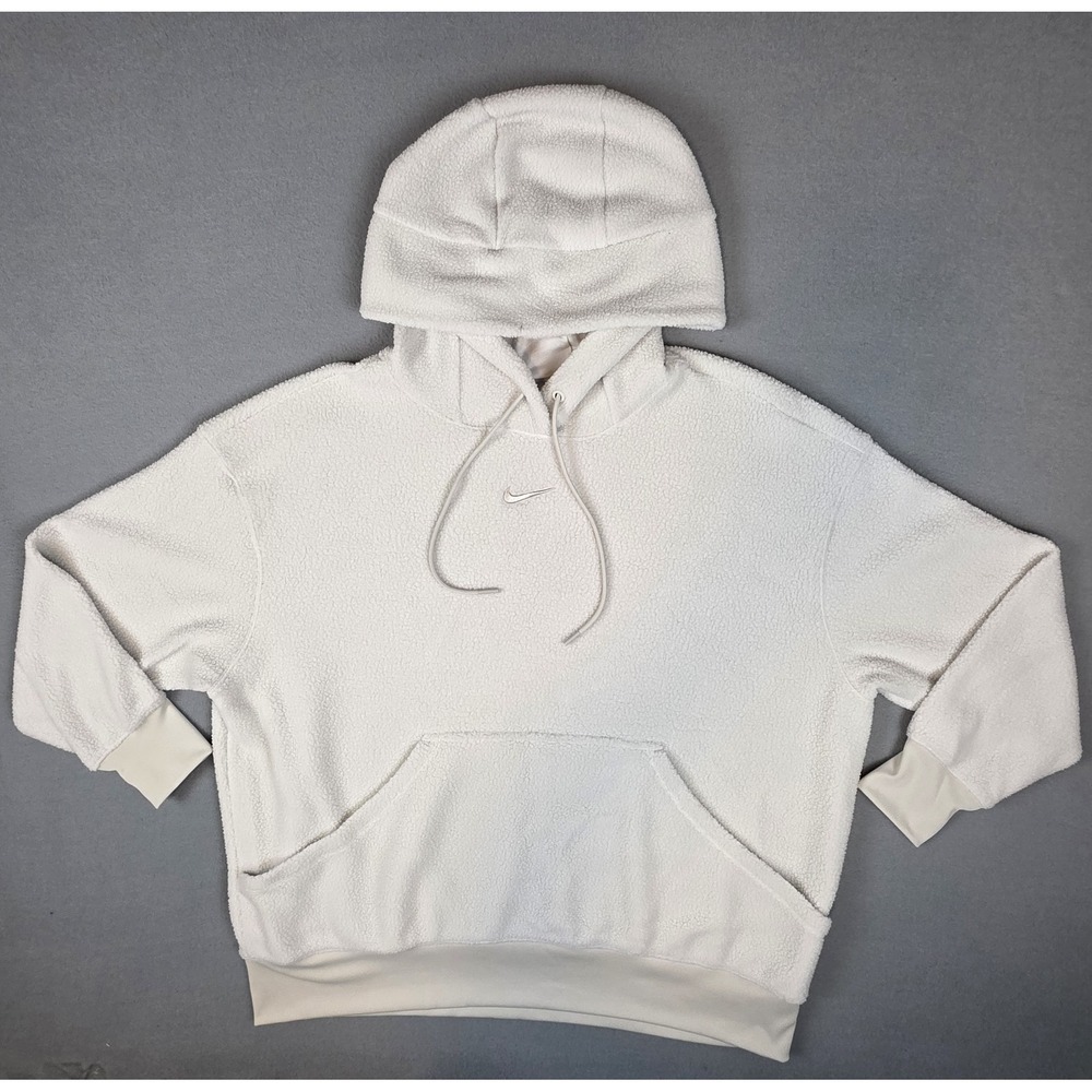 Nike Hoodie Women's Extra Large White Fleece Plush Oversized Sportswear Pullover